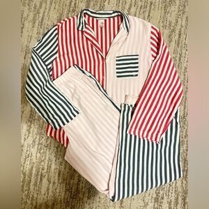 Victorias Secret Striped Long Pajama Set